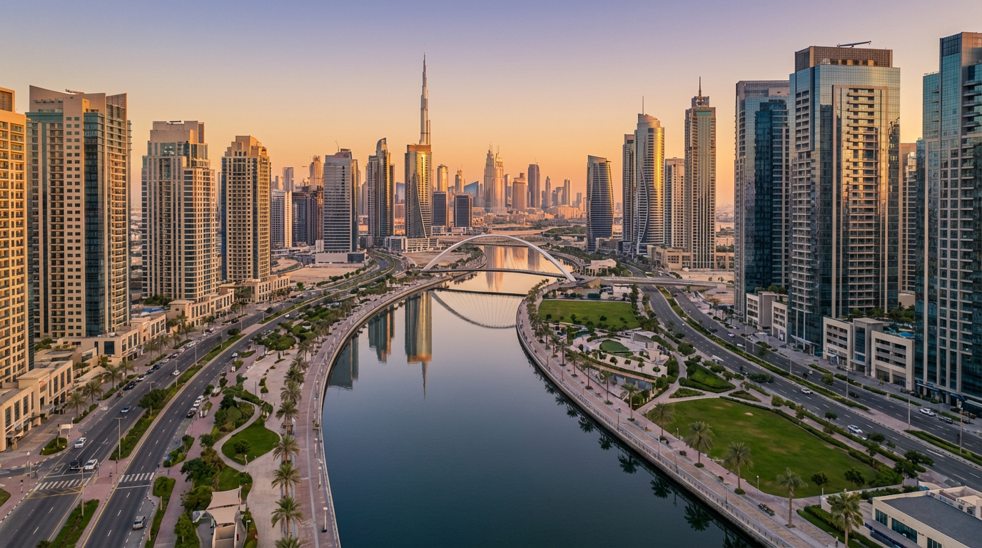 Business Bay canal and towers, Dubai