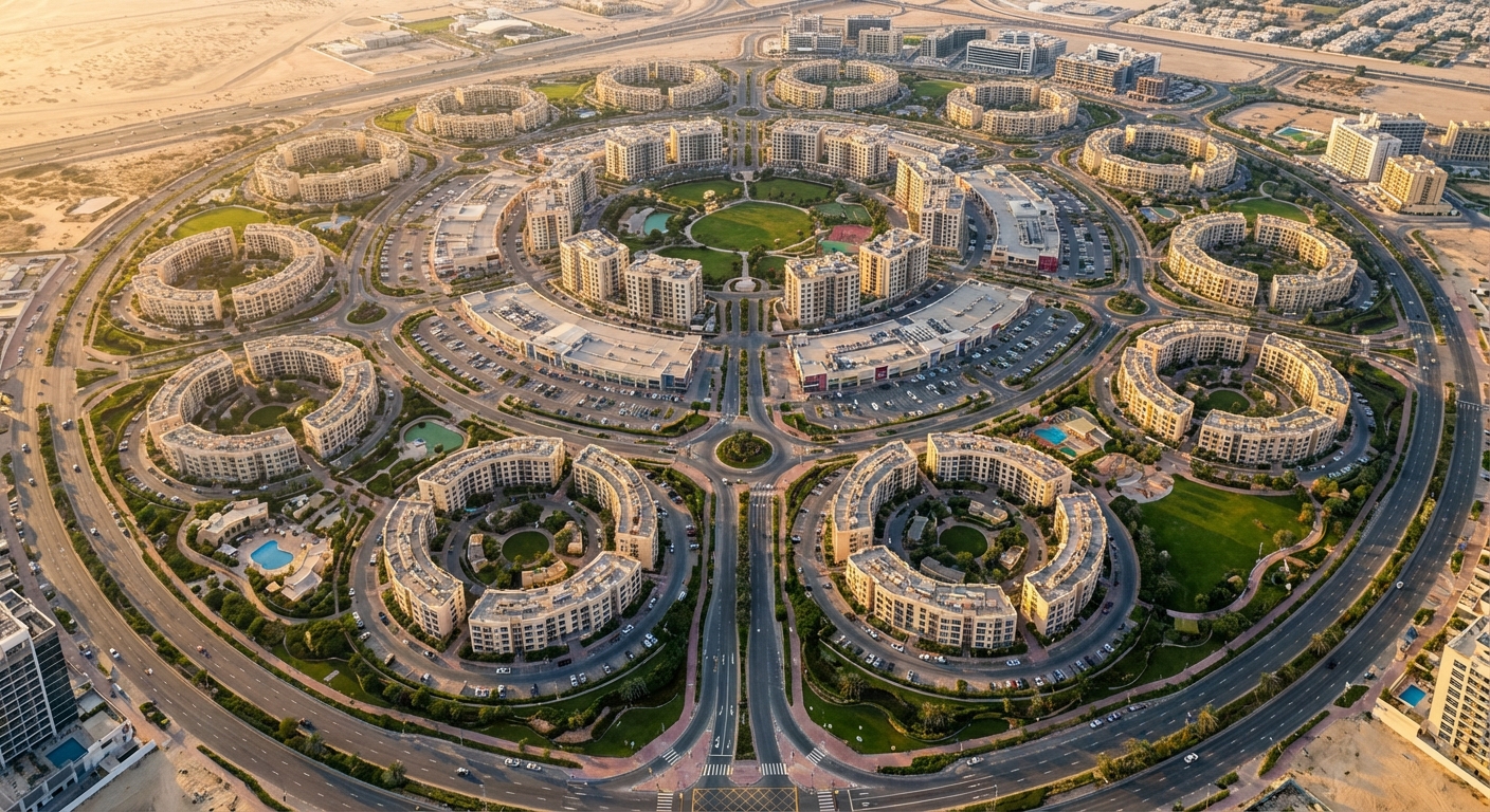 Jumeirah Village Circle, Dubai, from the air